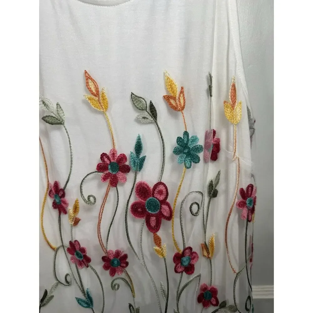Esqualo Embroidered Floral Dress, New W/Tags, Sz 6, Brunch, Garden Party, Preppy